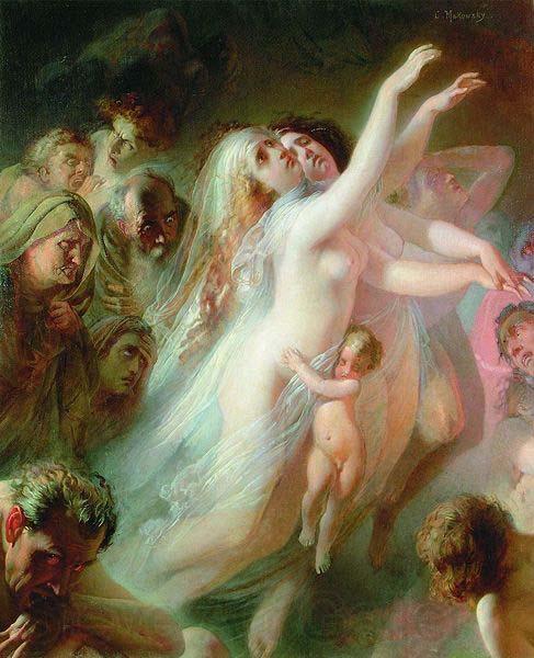 Konstantin Makovsky Charon transfers the souls of deads over the Stix river France oil painting art